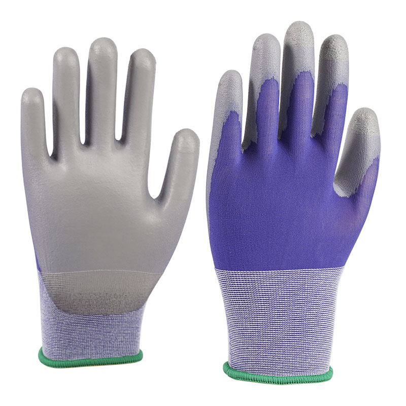 21 Gauge PU Nylon Gloves Blue